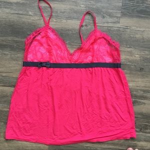 Undiz Pink and Lace Tank / PJ Top with Bow